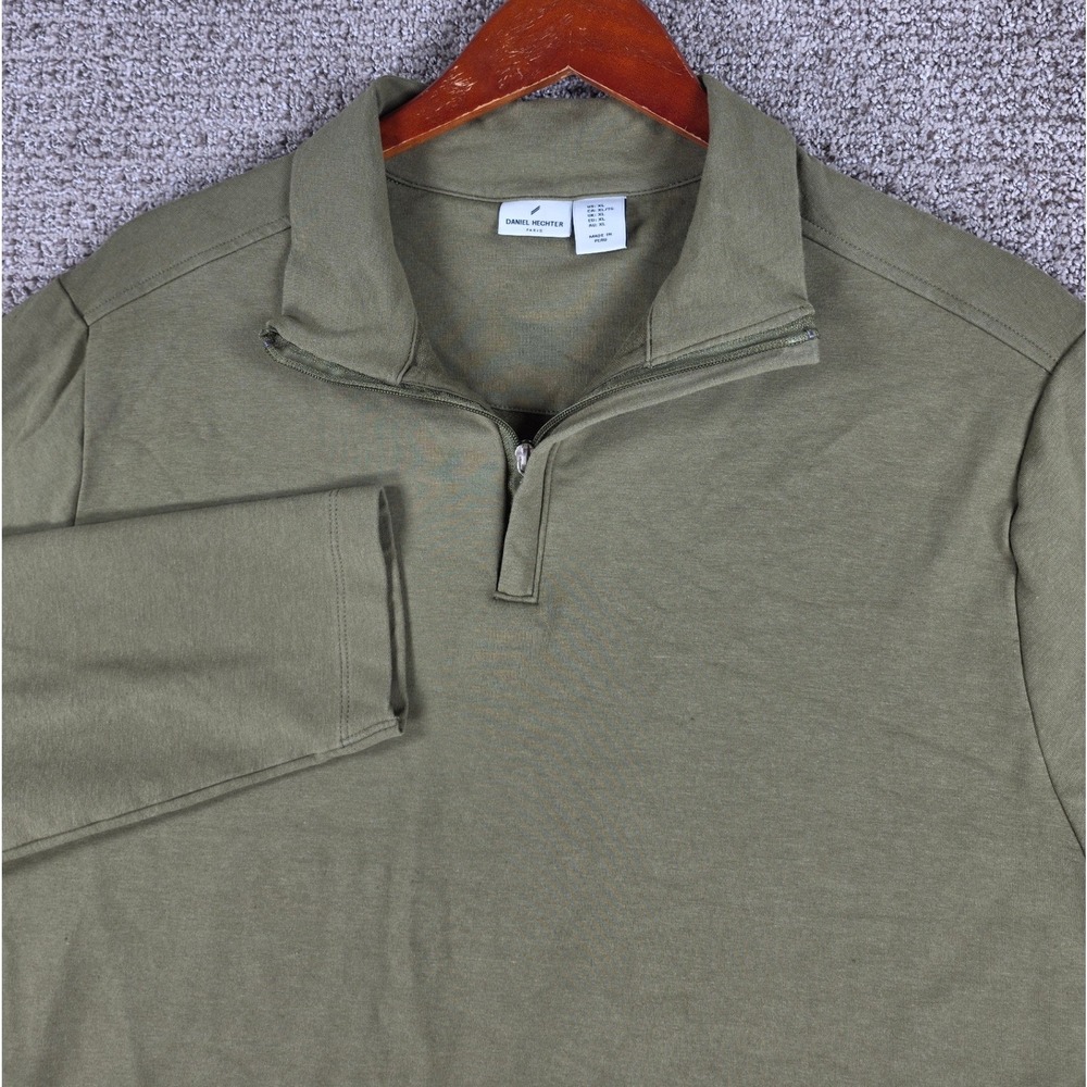 DANIEL HECHTER Mens XLGreen Cotton Modal Blend Quarter 1/4 Zip Pullover Shirt